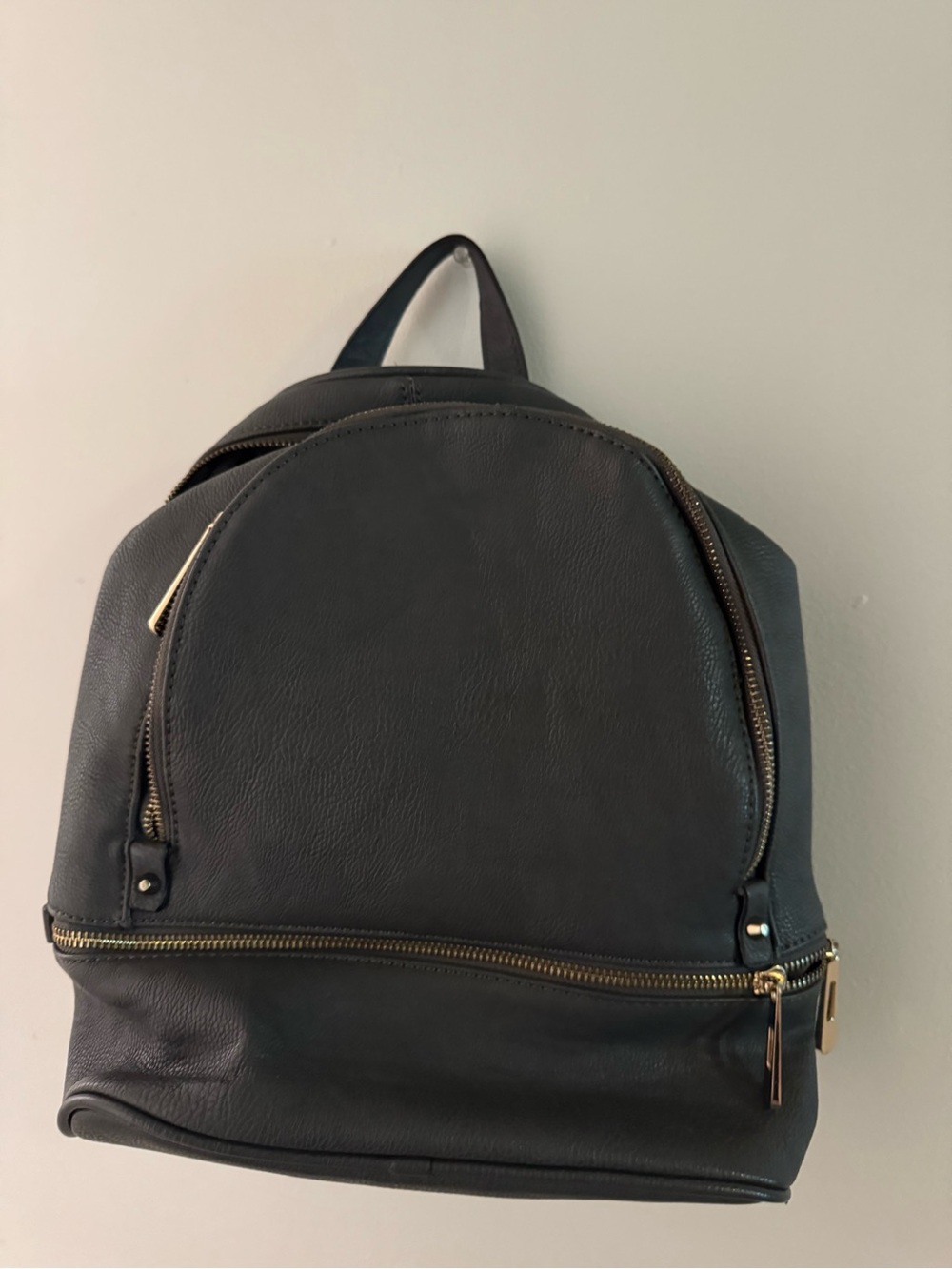 Black Leather-Effect Backpack - Minimal Design
